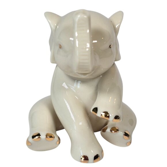 Lenox Elephant Figurine Calf Baby Figure 2.5 inch Sitting Trunk Up Minimalist - Picture 2 of 8
